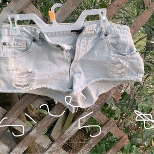 Destroyed blue jean shorts